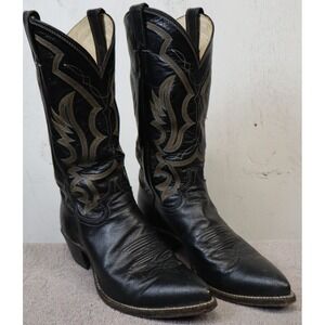 Justin Boots Mens Size 9 D Black Leather Western Cowboy Pointed Toe 1269 USA